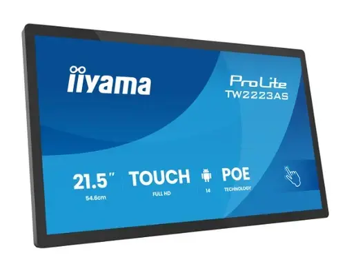 Monitor IPS LED Iiyama 21.5inch TW2223AS-B3P, Full HD (1920 x 1080), USB-C, Touchscreen, Boxe (Negru)