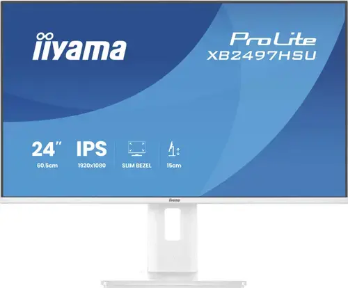 Monitor IPS LED Iiyama 23.8inch XB2497HSU-W1, Full HD (1920 x 1080), HDMI, DiplayPort, Boxe, Pivot, 120 Hz, 4 ms (Alb)