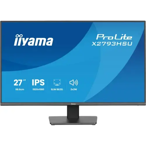 Monitor IPS LED Iiyama 27inch X2793HSU-B1, Full HD (1920 x 1080), HDMI, DisplayPort, Boxe, 120 Hz, 1 ms (Negru)