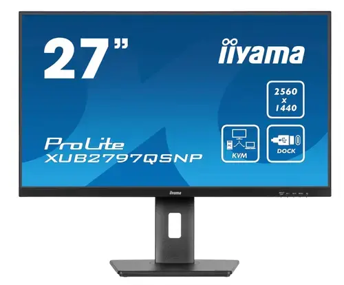 Monitor IPS LED Iiyama 27inch XUB2797QSNP-B1, QHD (2560 x 1440), HDMi, DisplayPort, Boxe, Pivot, 100 Hz, 1 ms (Negru)