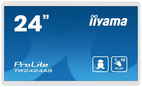 Monitor IPS LED iiyama ProLite 23.8inch TW2424AS-W1, Full HD (1920 x 1080), HDMI, Boxe, Touchscreen (Alb)