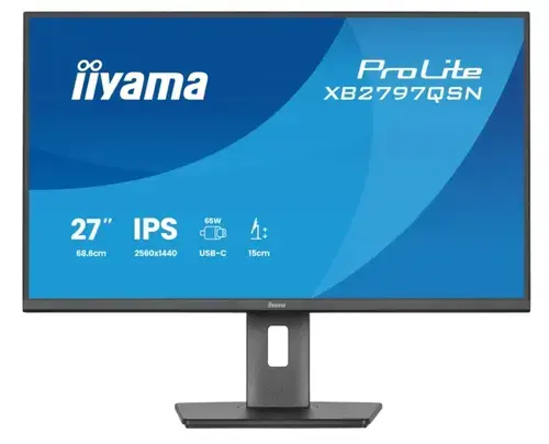Monitor IPS LED iiyama ProLite 27inch XB2797QSN-B1, WQHD (2560 x 1440), HDMI, DisplayPort, Boxe, Pivot, 75 Hz, 1 ms (Negru)