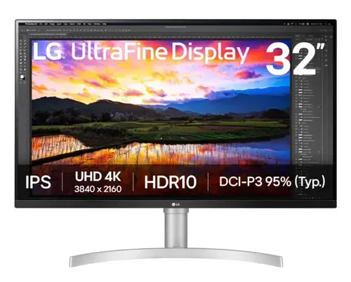 Monitor IPS LED LG 31.5inch 32UN650K-W, UHD (3840 x 2160), HDMI, DisplayPort, Boxe (Alb)