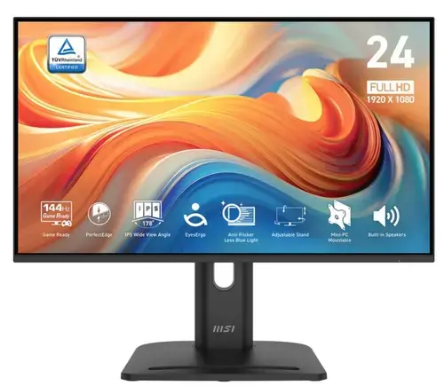 Monitor IPS LED MSI 23.8inch PRO MP245PG E14, Full HD (1920 x 1080), VGA, HDMI, DisplayPort, Boxe, Pivot, 144 Hz, 1 ms (Negru)