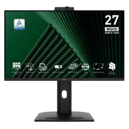 Monitor IPS LED MSI 27inch PRO MP275QPDG, WQHD (2560 x 1440), HDMI, DisplayPort, Boxe, Pivot, 100 Hz, 1 ms (Negru)