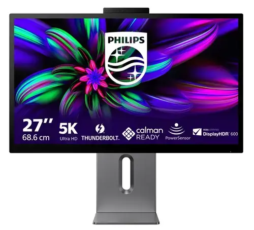Monitor IPS LED Philips 27inch 27E3U7903/00, 5K (5120 x 2880), HDMI, Boxe, Pivot, Webcam (Gri)