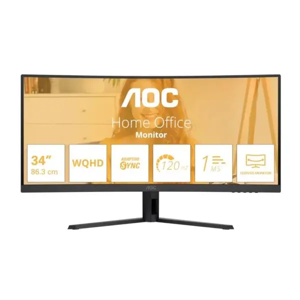 Monitor LED AOC CU34B3E, Curbat, 34 inch, UWQHD, VA, 1 ms, 120 Hz, HDR