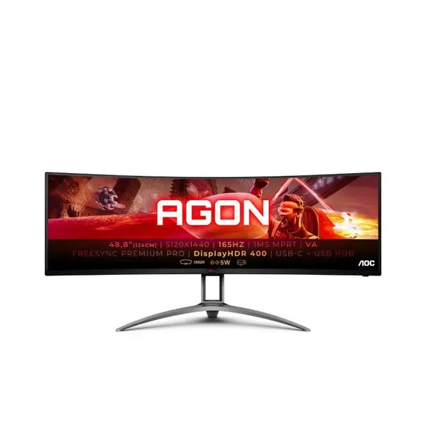 Monitor LED AOC Gaming AGON AG493UCX2 Curbat 49 inch DQHD VA 1 ms 165 Hz USB-C HDR FreeSync Premium Pro & G-Sync Compatible