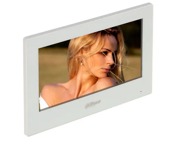 Monitor pentru videointerfon IP, Dahua VTH5321GW-W, ecran 7 inch TFT, slot MicroSD, touch screen, alimentare PoE sau 12V