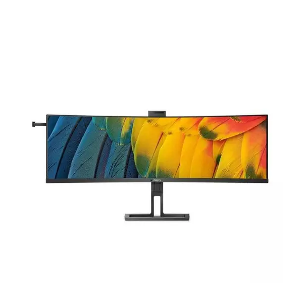 Monitor Philips, Curbat, 44.5", VA, DQHD, 75Hz, 4ms, HDR400, FlickerFree, Boxe 5W x 2, Webcam, HA, HDMI, DisplayPort, USB, hub, USC-C, KVM, RJ45, 45B1U6900CH/00, Negru