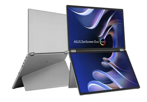 Monitor Portabil ASUS ZenScreen Duo OLED 14inch MQ149CD, 1920x1200, Mini HDMI, USB-C, 60 Hz, 1 ms (Argintiu)