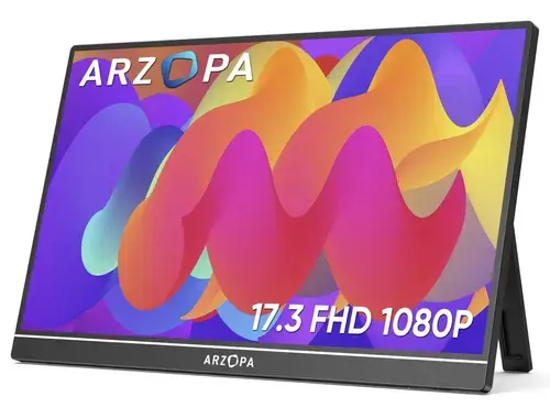 Monitor Portabil IPS LED Arzopa 17.3inch A1M, Full HD (1920 x 1080), Mini HDMI, USB-C, Boxe (Negru)