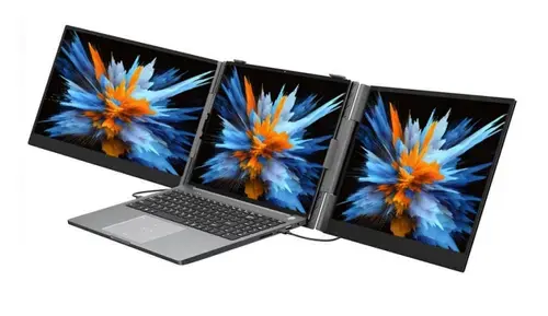 Monitor Portabil IPS LED Blackview 14inch DCM6, Dual Screen, Full HD (1920 x 1080), USB-C (Negru/Gri)