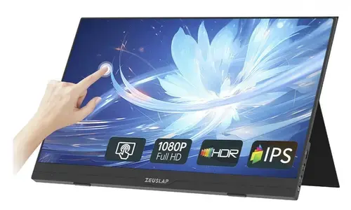 Monitor Portabil IPS LED Zeuslap 15.6inch AT156, Full HD (1920 x 1080), Mini HDMI, USB-C (Negru)