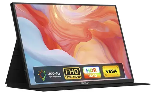 Monitor Portabil IPS LED Zeuslap 16inch P16, WUXGA (1920 x 1200), Mini HDMI,USB-C (Negru)