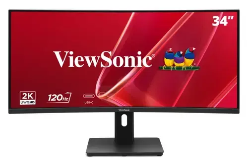 Monitor VA LED ViewSonic 34inch VA3420C-2, UWQHD (3440 x 1440), HDMI, DisplayPort, Boxe, Ecran curbat (Negru)
