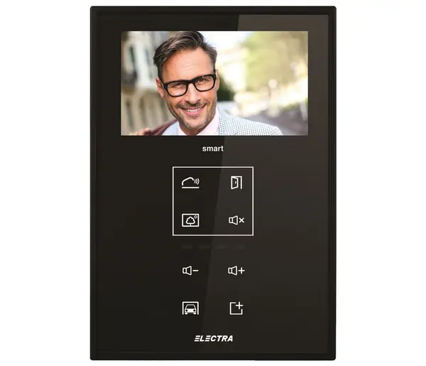 Monitor videointerfon de interior, 4.3 inch, Smart LCD color, taste touch, negru, montaj aparent, IP 31, Electra VTM.4S083.ELBTL