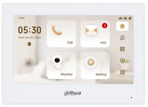Monitor videointerfon IP Dahua, 7 inch touch, Wi-Fi, PoE, audio bidirectional, 6 intrari alarma, VTH2621GW-WP