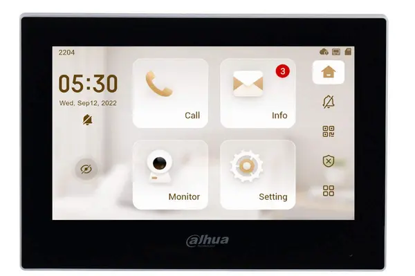 Monitor videointerfon IP Dahua, 7 inch, touchscreen, audio bidirectional, PoE, 6 intrari alarma, VTH2621G-P