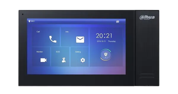 Monitor videointerfon IP Dahua VTH2421FB-P, ecran 7 inch, microfon, difuzor, PoE, negru