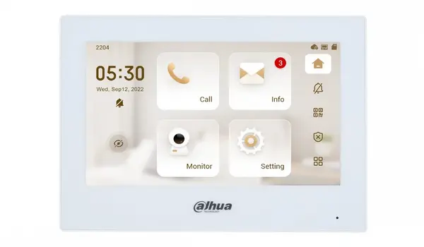 Monitor videointerfon IP Dahua VTH2622GW-W, ecran 7" TFT, Wi-Fi, 2 fire, comunicare bidirectionala