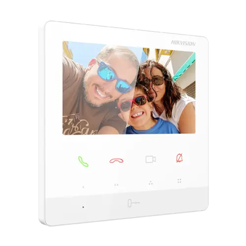 Monitor videointerfon TCP/IP, TFT LCD 4.3 inch 9 butoane, PoE, Alb - HIKVISION DS-KH6100-E1-White
