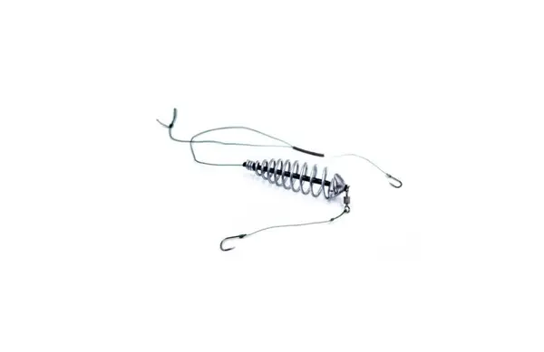 Montura pescuit crap si caras cu momitor culisant si 2 carlige legate