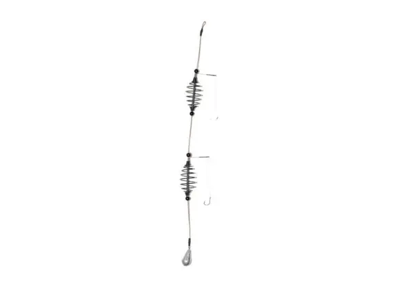 Montura pescuit super caras cu 2 momitoare + 2 carlige legate cu fir textil prokarpfishing