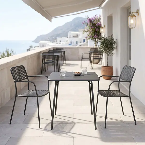Moraja Federal set 3 piese negru metal, 70x70x73 cm