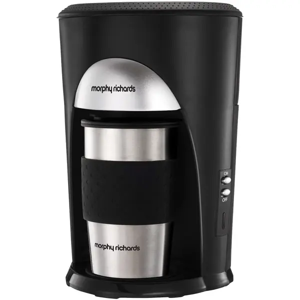 Morphy Richards Cafetiera Morphy Richards Coffee On The Go, 0.3l, Cana termica de calatorie, 500 W, Oprire automata, Negru-Argintiu