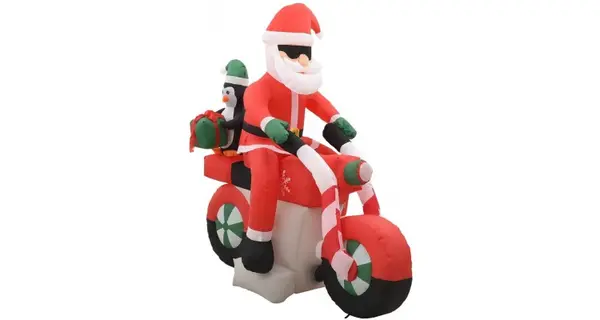 Mos Craciun pe motocicleta gonflabil, LED, IP44, 160 cm