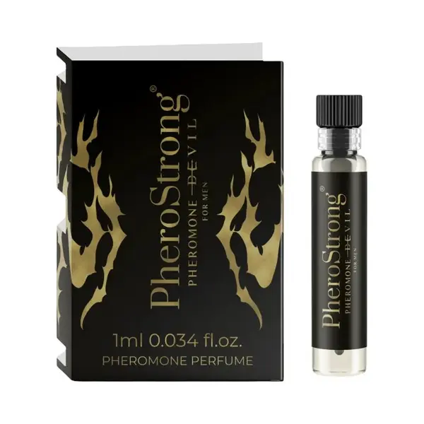 Mostră parfum cu feromoni PHEROSTRONG Devil, pentru bărbați, cu note de piper negru, cacao și salvie, 1 ml