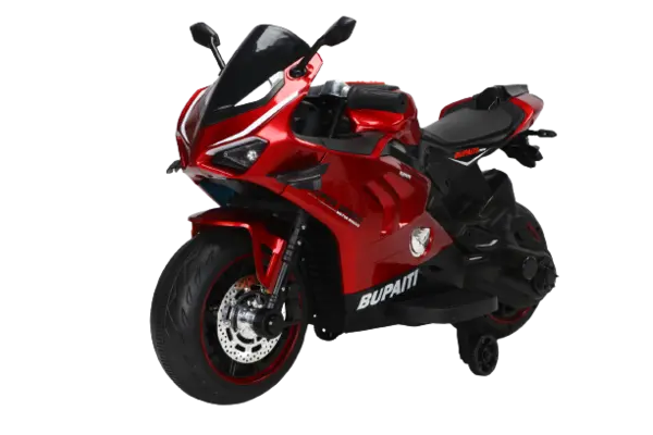 Motocicleta electrica, Kinderauto BDQ888 70W 12V cu roti moi, Bluetooth, rosie