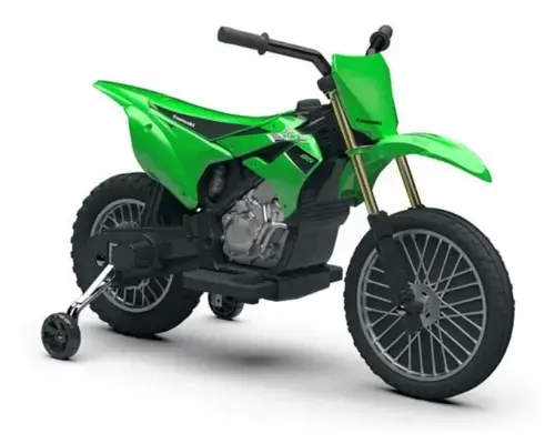 Motocicleta electrica pentru copii Injusa Kawasaki KX85, 6V, include roti ajutatoare, 2-5 Ani