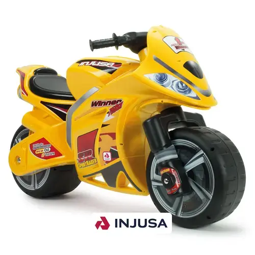 Motocicleta pentru copii Injusa Moto Winner, roti mari, design sportiv, 3 ani+, Galben