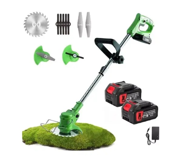 Motocoasa electrica fara fir cu disc 2 acumulatori 48v inclusi 3 tipuri de lame de taiere brat ajustabil din ABS si metal