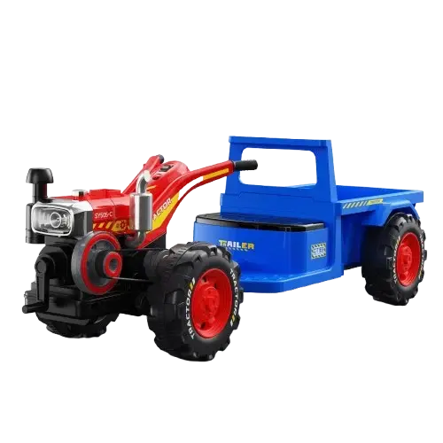 Motocultor electric copii 3-6 ani, Kinderauto BJLW1288, 70W 12V, telecomanda, Albastru