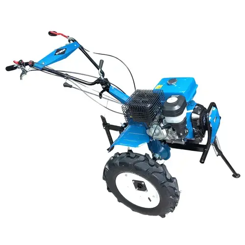 Motocultor Hyundai HY-MC105, Benzina, 14 CP, 420 cmc, Latime maxima de lucru 105 cm, Adancime de frezare 10-30 cm, Freza de pamant si roti de cauciuc (Negru/Albastru)