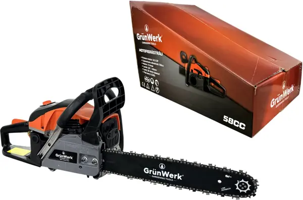 Motofierastrau 8.5HP 58cc Lama 40cm Profesional pentru Taiere Lemn Motor 2 Timpi GrunWerk