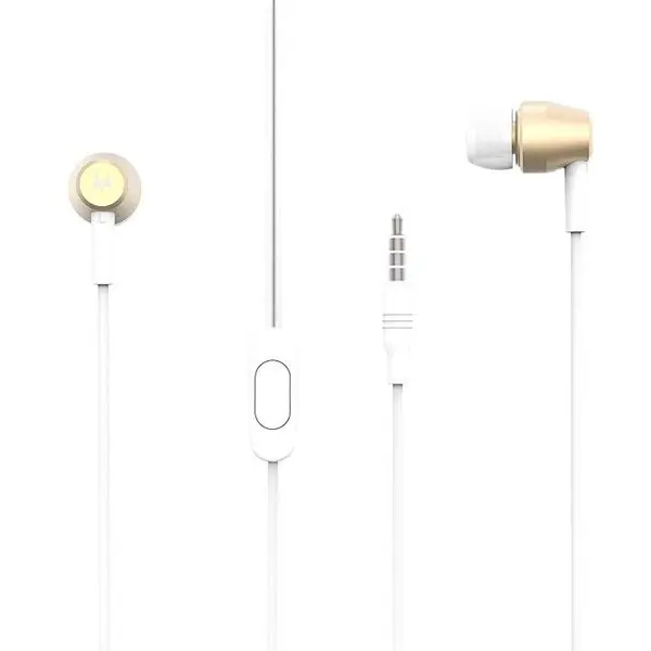 Motorola Casca cu fir stereo Motorola Pace 200, tip In-Ear, cu mufa de 3,5 mm, cablu 1.2 m, microfon, Control pe fir, Auriu
