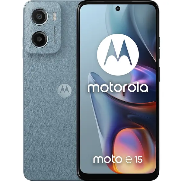 Motorola Telefon Motorola Moto E15, 16.9 cm (6.67), 2 GB RAM, 64 GB, Dual SIM, Android 14 Go Edition, 4G, Misty Blue