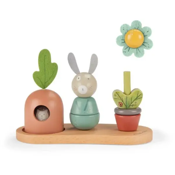 MOULIN ROTY Wooden Stack Up Toy Trois Petits Lapins jucărie cu activități din lemn 12m+ 1 buc