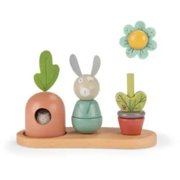 MOULIN ROTY Wooden Stack Up Toy Trois Petits Lapins jucărie cu activități din lemn