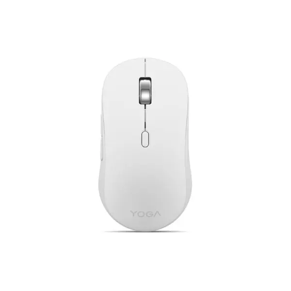 Mouse Bluetooth Lenovo Yoga Silent, 4000 DPI, 6 butoane programabile, ambidextru, multi‑device (3 conexiuni), alb