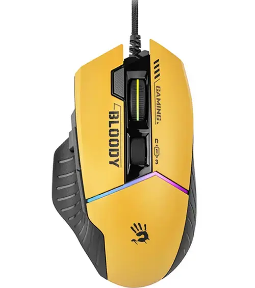 Mouse Gaming A4Tech W95 Max, Wired, USB, iluminare RGB (Galben/Negru)