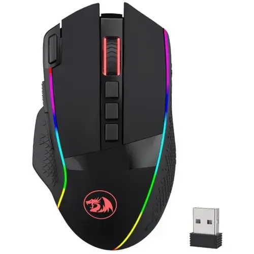 Mouse Gaming Redragon Enlightment Pro, iluminare RGB, Wired, Wireless 2.4Ghz, Bluetooth (Negru)