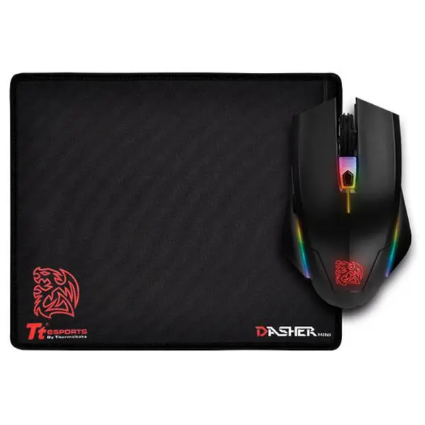 Mouse gaming si mousepad Tt eSPORTS Talon Elite, Iluminare RGB, Negru