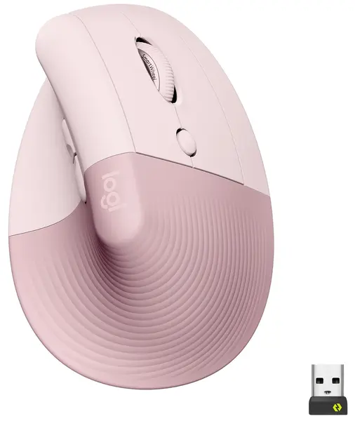 Mouse Logitech - Lift Vertical EMEA, optic, wireless, roz