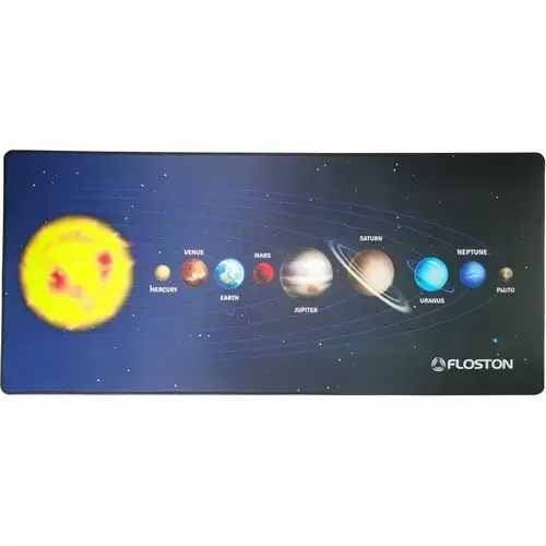 Mouse Pad Floston SOLAR SYSTEM, 900 x 400 x 3mm, baza cauciucata, suprafata textila, margini cusute (Negru)