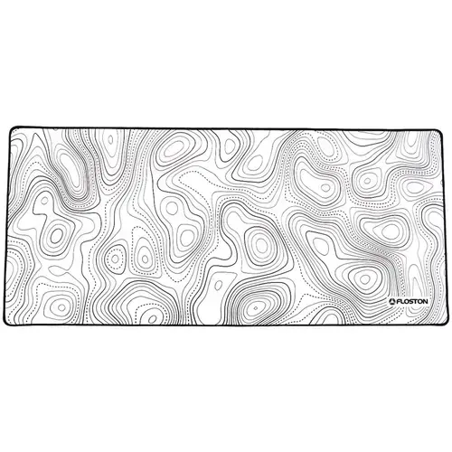 Mouse Pad Floston TOPOGRAPHIC WHITE, 900 x 400 x 3mm, baza cauciucata, suprafata textila, margini cusute (Alb)